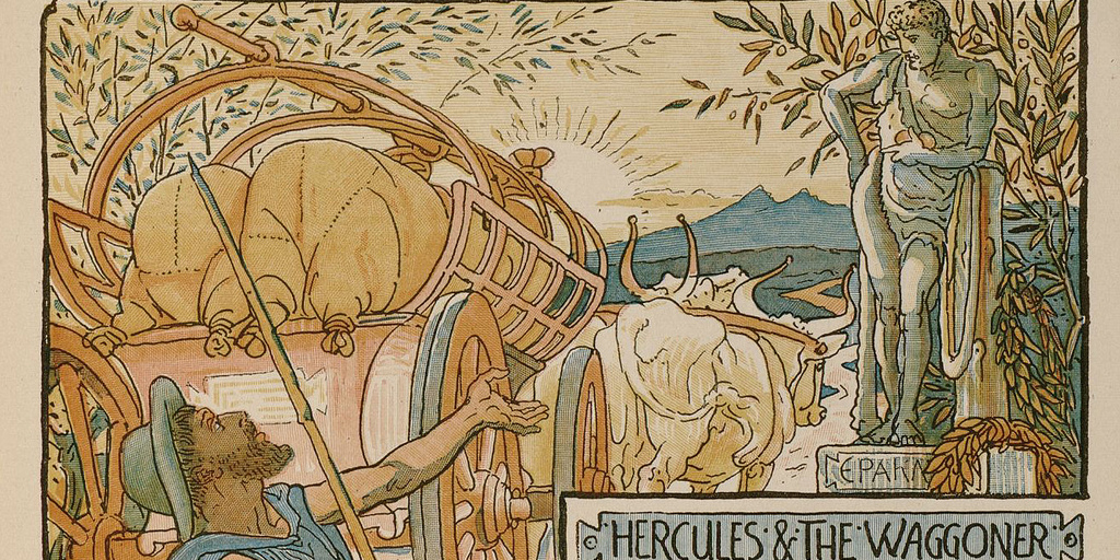 Hercules and the Wagoner illustration by Walter Crane - Baby's Own Aesop, CC BY-SA 2.0